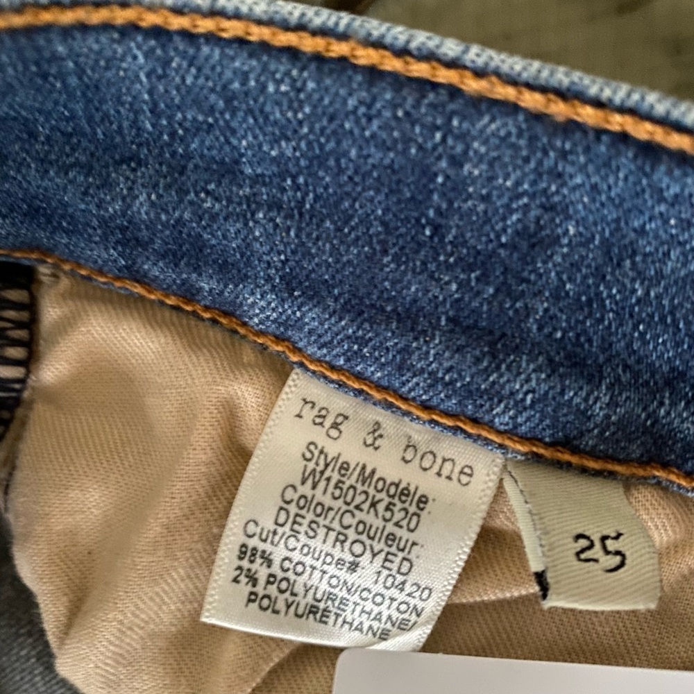 Rag and Bone/Jean skinny Jeans, color:”Destroyed” sz 25 - Picture 5 of 10